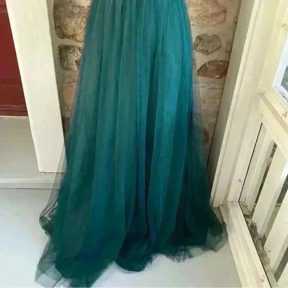 Revelry Cora Tulle v Neck Maxi Dress Classic Emerald 336 Womens 8 - Picture 12 of 16